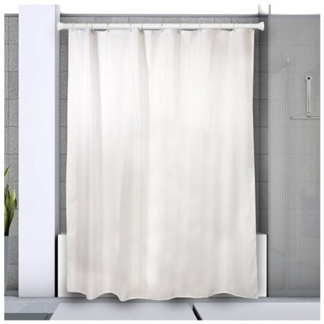 Barra para cortina de ducha o bañera extensible sin taladrar en Aluminio  KRETA 75-125cm Blanco
