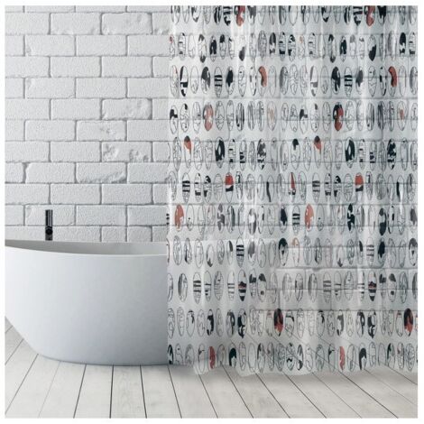 Cortina de ducha Poliéster DISEÑO GRÁFICO 180x180cm Multicolor - Anillas incluidas MSV