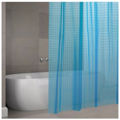 Cortina de Ducha 3D EVA 180x200cm CALIDAD PREMIUM Azul - Anillas incluidas MSV
