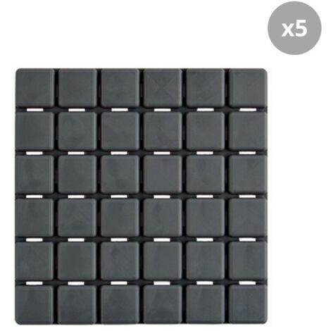 Juego de 5 figuras antideslizantes Goma QUADRO 13x13cm Gris MSV
