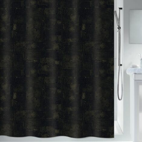 GEORGES Cortina de ducha de poliéster 180x180cm negra y dorada Spirella