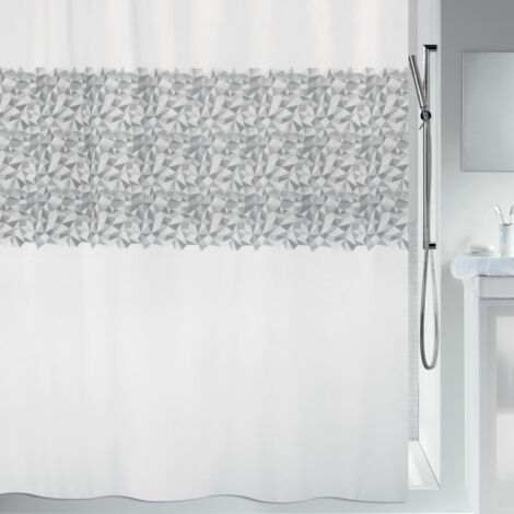 Cortina de ducha Poliéster IROKO 180x180cm Gris y Blanco Spirella