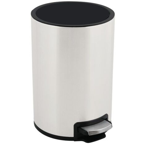 RIKU Papelera con pedal de acero inoxidable 5L blanco mate Spirella