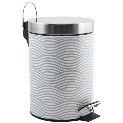 Papelera con pedal acero inoxidable 3L Gris Onda MSV