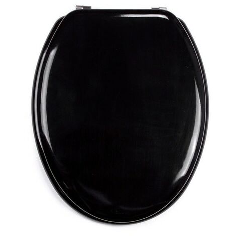 MSV Asiento de inodoro MDF CLÉO Negro Brillo - Bisagras Inox