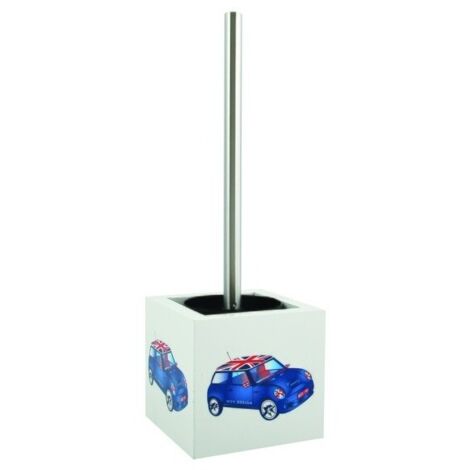 Escobillero con soporte de MDF y acero inoxidable Cuadrado Azul Xs MSV