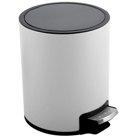 RIKU Papelera con pedal de acero inoxidable 3L blanco mate Spirella