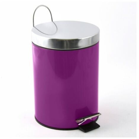 Papelera con pedal de acero inoxidable 3L Morado MSV