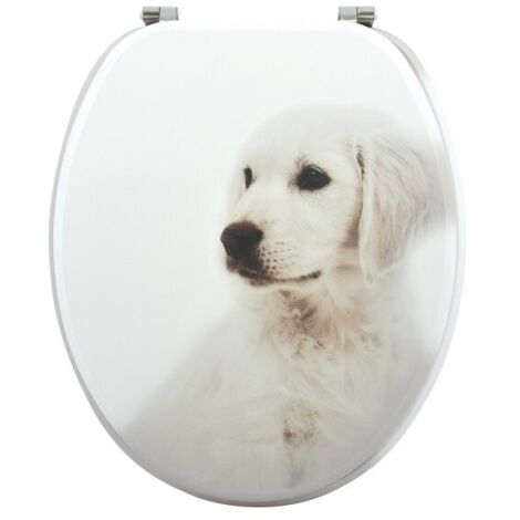 Tapa de inodoro MDF Dog SCOTT Beige - Bisagras acero inoxidable MSV (1/5)