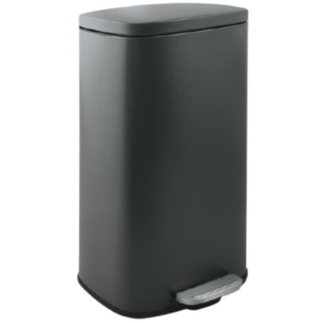 Papelera de cocina con pedal de gran capacidad Acero AKIRA 50L Gris mate Spirella (1/5)