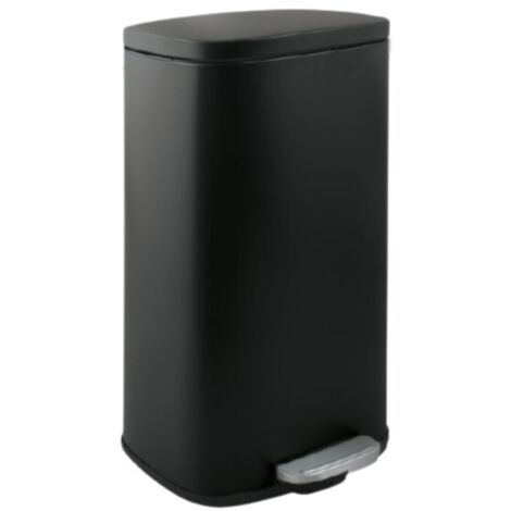 Papelera de cocina con pedal de gran capacidad Acero AKIRA 50L Negro mate Spirella