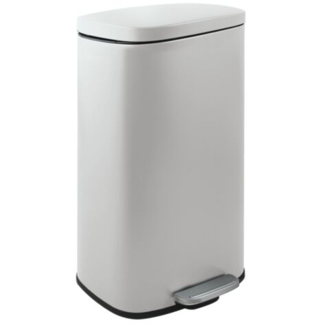 Papelera de cocina con pedal gran capacidad Acero AKIRA 50L Blanco mate Spirella
