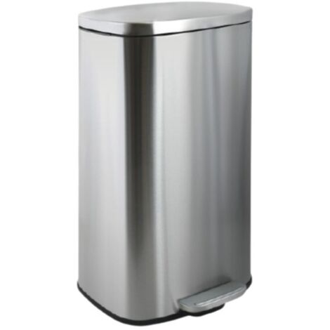 Papelera de cocina con pedal de gran capacidad AKIRA 50L Acero inoxidable Metalizado Spirella