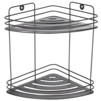 Estante de ducha esquinero 2 niveles para fijar KERY Acero Negro mate MSV