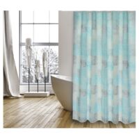 HUELLAS Cortina de Ducha de Poliéster 180x200cm CALIDAD PREMIUM Azul Turquesa - Anillas incluidas MSV