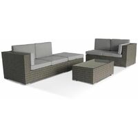Salvador | 4 Seater Sofa with Large Footstool & Coffee Table in Grey by Home Junction - Grey