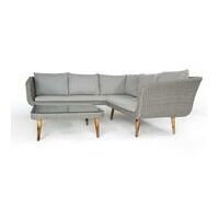 Americana | Modern Corner Sofa with Coffee Table/Large Stool in Grey - Grey