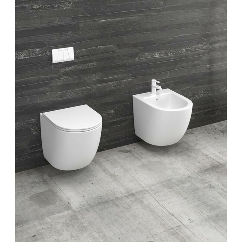 COPPIA SANITARI RIMLESS FILOMURO LT 003 IN CERAMICA BIDET E VASO