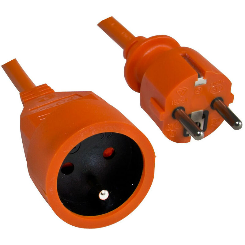 Rallonge étanche 2 prises avec clapet orange 2P+T H07RN-F 3x 1,5mm² 10m -  Zenitech