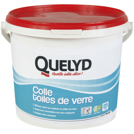 Colle vinylique spéciale toiles de verre – Application murale – Fluide et onctueuse – Traitée bactéricide et fongicide – 5KG – Quelyd