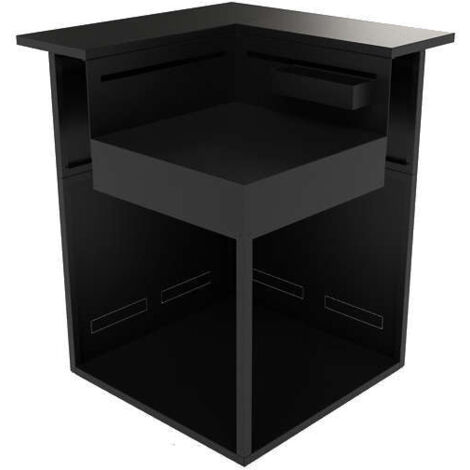 Forge Adour – Meuble support angle noir avec bar pour cuisine – Bac de rangement – 4 pieds réglables – Dimensions 972x972x1115mm