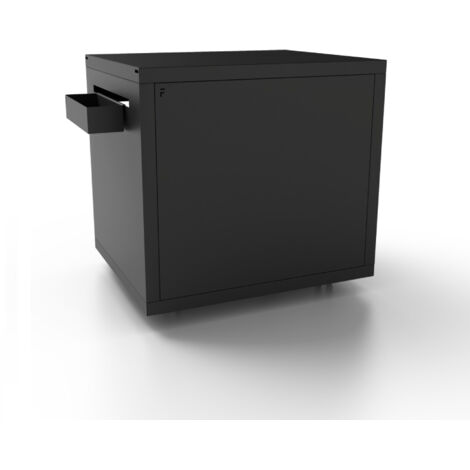 Forge Adour – Chariot à plancha en acier noir – Bac de rangement – 4 roues pivotantes – Dimensions L 810/890 x P 630 x H 740 mm