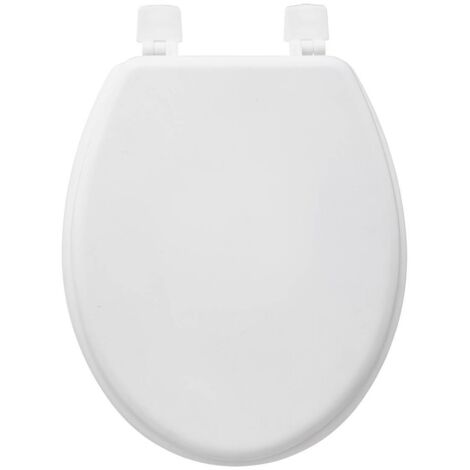 Five – Abattant WC adulte oval en MDF blanc coton – Fixation simple – Dimensions L. 37 x P. 43 x H. 4 cm – S'adapte à tous les WC standard