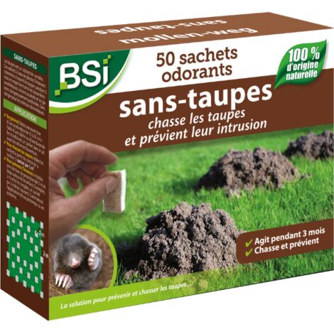 Répulsif sans taupes 50 sachets – Protection jardin 3 mois – 100% d'origine naturelle – Composé de plantes odorantes – BSI