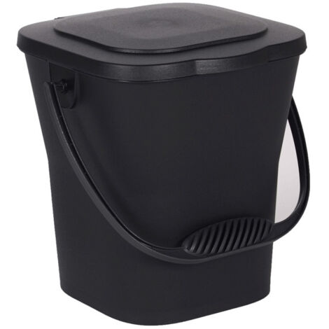 EDA – Seau à compost hermétique 6L – Dimensions 24,8 x 23,8 x 24,3 cm – En polypropylène gris anthracite – Transport facile avec anse (1/10)