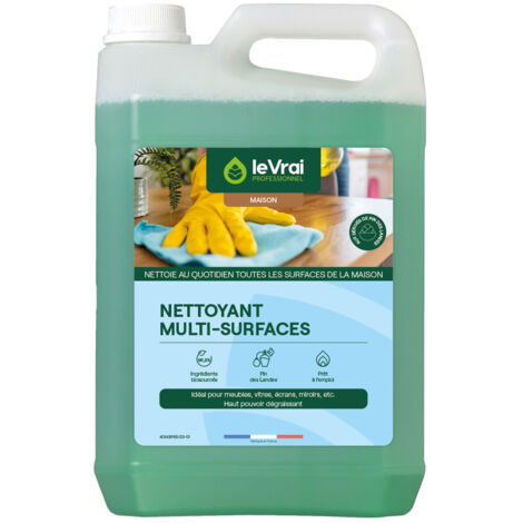 Nettoyant multi surfaces 5L – Formule prête à l'emploi – Haut pouvoir dégraissant – Parfum Pin des Landes – Contact alimentaire HACCP – Le Vrai Professionnel
