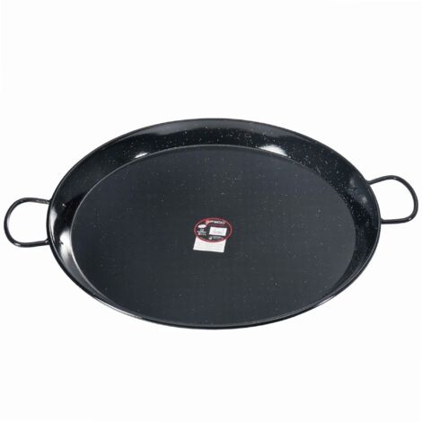 Plat à paella en métal émaillé 70 cm – Acier émaillé pour cuisson homogène – 2 poignées ergonomiques – Compatible gaz – Vaello Campos