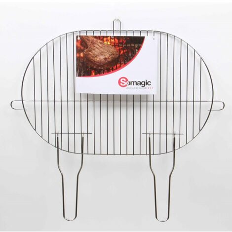 Somagic – Grille de barbecue ovale 50,5 x 33 cm – Poignées anti-brûlures – Adaptable barbecues Tikal, Capri, Bornéo, Basilic, Cottage, Corfou, Athènes, Acapulco