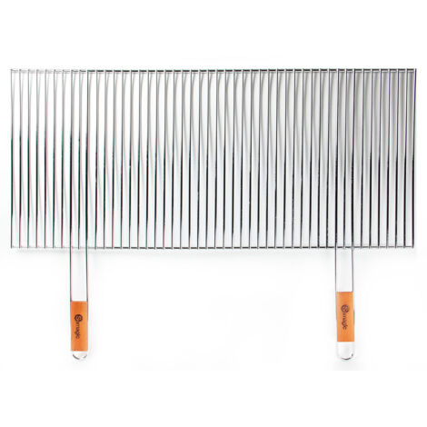 Somagic – Grille de barbecue découpable 90x40 cm en acier chromé – Poignées en bois pour prise en main – Nettoyage facile et découpe précise