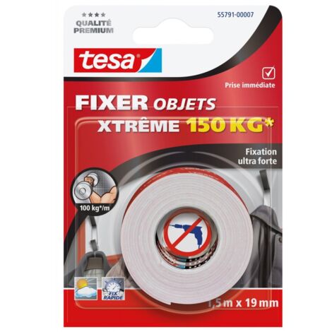 ADHÉSIF DOUBLE-FACE FIXATION ULTRA-FORTE 150KG 1,5M X 19MM TESA (1/3)