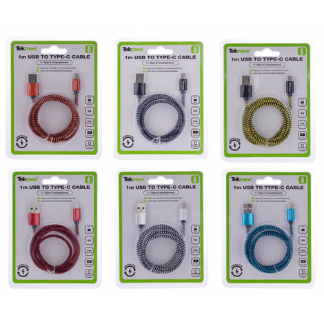 CABLE NYLON USB 1M TYPE C COLORIS ASSORTIS (1/2)