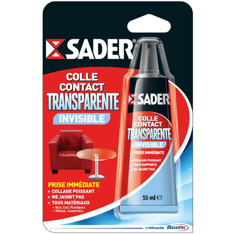 Colle néoprène gel multi-usages 55 ml – Collage sans trace sur bois, cuir, plastique et métal – Résistance à la chaleur +110°C – Sader