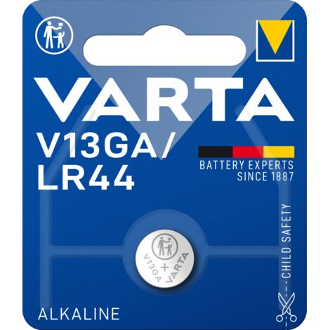 Varta – Pile bouton alcaline 1,5V LR44 – Longue durée – Dimensions Ø11,6 x 5,4 mm – Remplacement pour appareils électroniques - V13GA