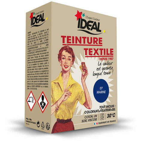 TEINTURE TEXTILE MACHINE MARINE 350GR + FIXATEUR + SEL