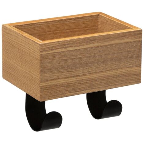 5Five Simply Smart – Patère murale 2 crochets en métal – Vide poche en bois MDF – Installation facile sans outils – Pour couloir ou bureau (1/4)