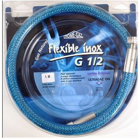 Flexible inox pour gaz naturel – Longueur 1 m – Résistant à la corrosion – Embouts mécaniques pour installations sécurisées – Home Gaz