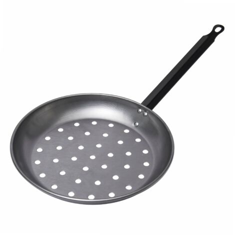 Poêle à marrons 28 cm – Acier laminé à froid – Poignée résistante à la chaleur – Pour cuisson uniforme au barbecue ou cheminée – Vaello Campos (1/8)