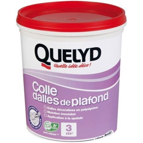 Colle dalles de plafond 1KG – Adhérence immédiate – Application directe sur dalles en polystyrène – Colle sans solvant pour intérieur – Quelyd
