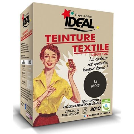 TEINTURE TEXTILE MACHINE NOIR 350GR + FIXATEUR + SEL