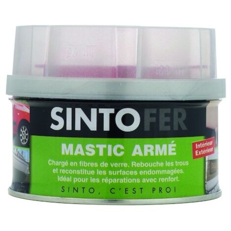 Sinto – Mastic polyester armé 190 g – Pour réparations en forte épaisseur sur métal et composites – Sèche rapidement et ponçable