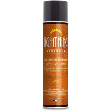 Raviveur bois incolore aérosol 400ml – Pour vernis et cirés – Restauration des surfaces – Élimine taches et éraflures – Lightning