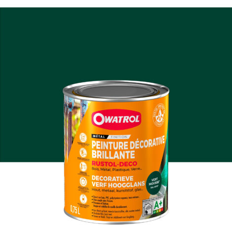 Peinture décorative antirouille Rustol Deco RAL 6005 Vert mousse brillant 0,75L OWATROL