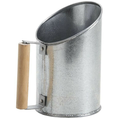 Aubry Gaspard – Pelle à pellets en zinc et bois – Diamètre 12cm – Hauteur 20cm – Poignée en bois naturel pour versement précis