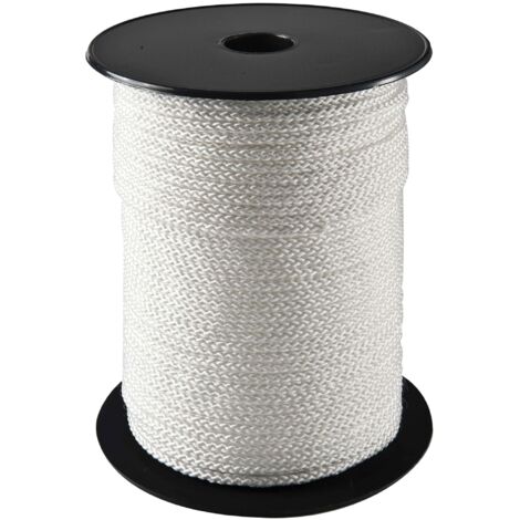 Corderies Tournonaises – Tresse polypropylène blanche 4mm x 100m – Résistance à la rupture 190kg – Traitement anti-UV – Pour applications maritimes et industrielles