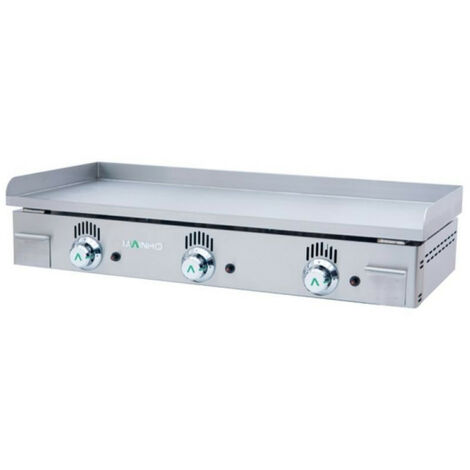 Plancha à gaz 100x43 cm – Épaisseur 12-15 mm – Allumage piezzo électronique – Tiroir inox pour récupération des jus – Mainho