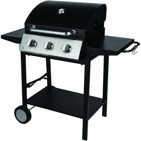 M&S – Barbecue à gaz en fonte émaillée 55x41cm – 3 brûleurs 9 kW – Grilles en acier chromé 26,5x40cm – Thermomètre intégré pour cuisson précise (1/5)